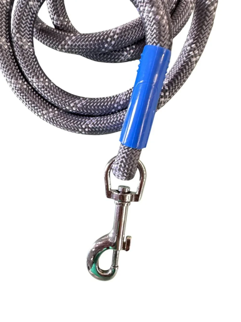 Reflective Rope Dog Leash w/ Padded Handle & Metal Clip - Gray Blue - 70